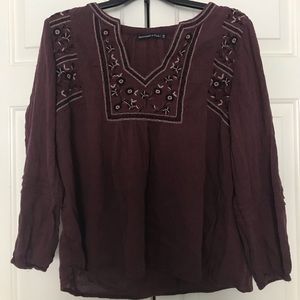 maroon long sleeve blouse